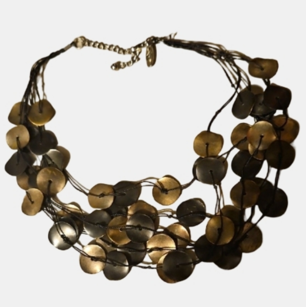 Multi Disk Layered Choker Necklace - Picture 2 of 5